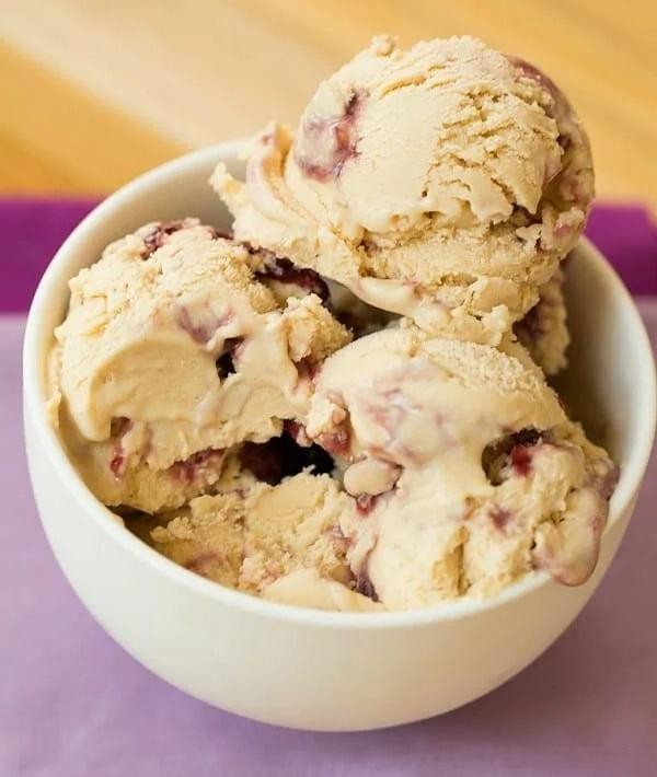 Peanut Butter and Jelly Ice Cream Delight