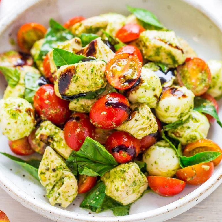 Pesto Chicken Caprese Salad