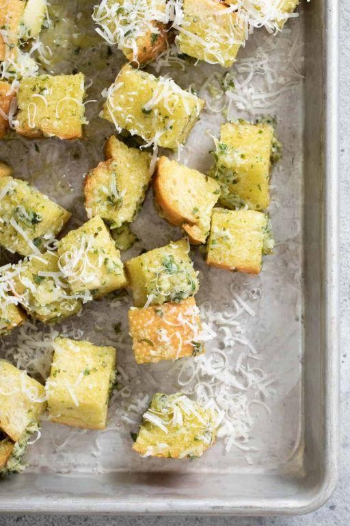 Pesto Parmesan Croutons