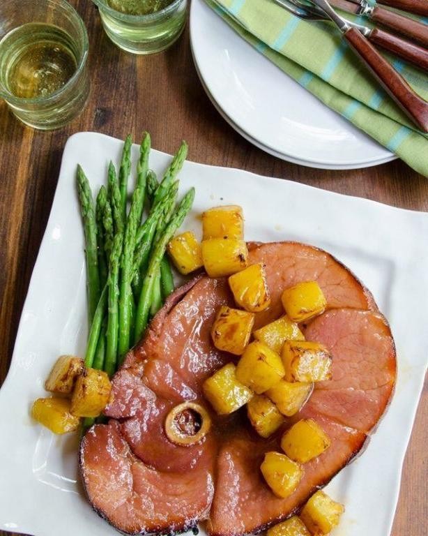 Pineapple Glazed Ham Steak with Brown Sugar