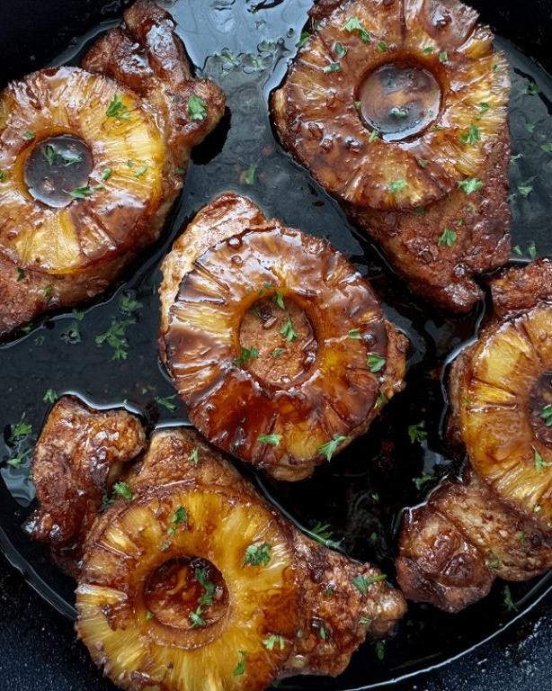 Pineapple Teriyaki Boneless Pork Loin Chops