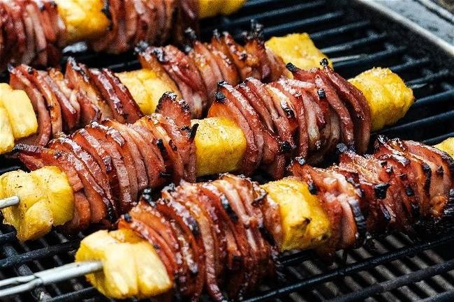 Pineapple Teriyaki Ham Steak Kabobs