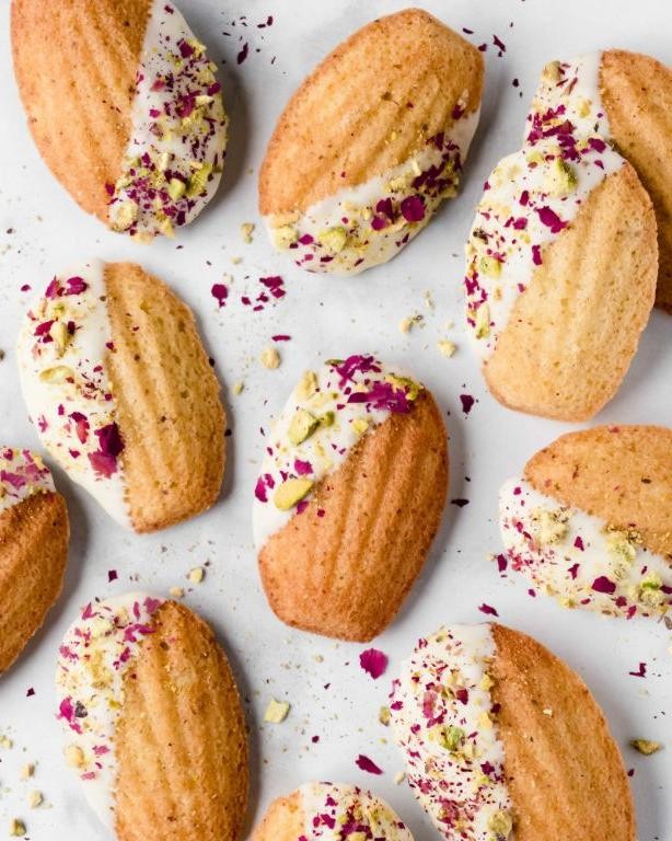 Pistachio Rosewater Madeleines