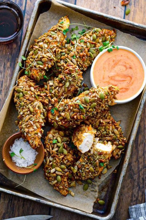 Pumpkin Seed Crusted Chicken Tenders