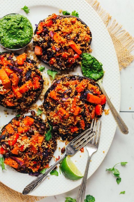 Quinoa and Black Bean Stuffed Portobello Mushrooms