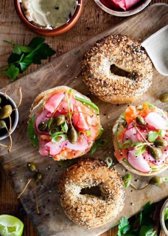 Radish and Cream Cheese Bagel