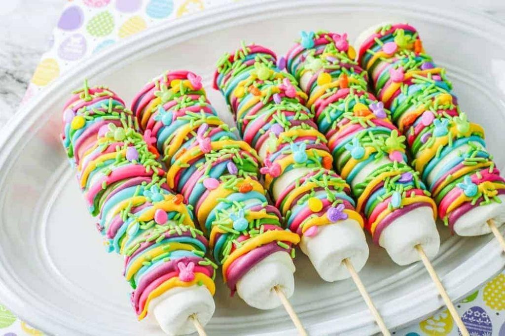 Rainbow Easter Marshmallow Pops