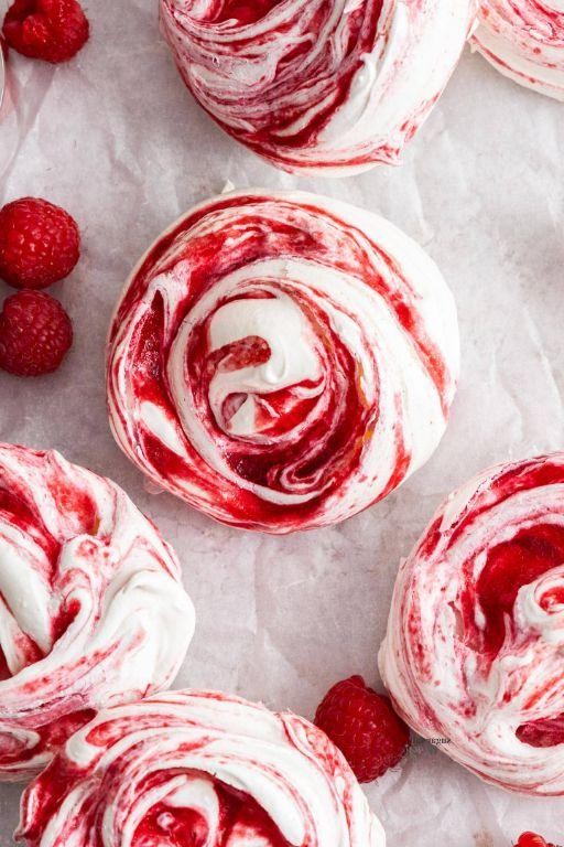 Raspberry Ripple Meringue Rounds