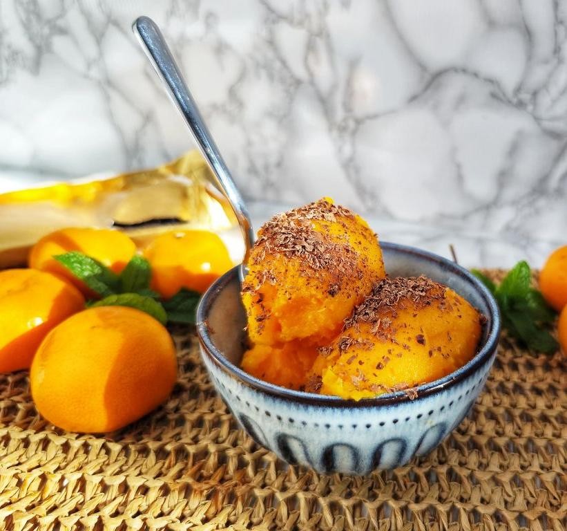 Refreshing Mandarin Segment Sorbet