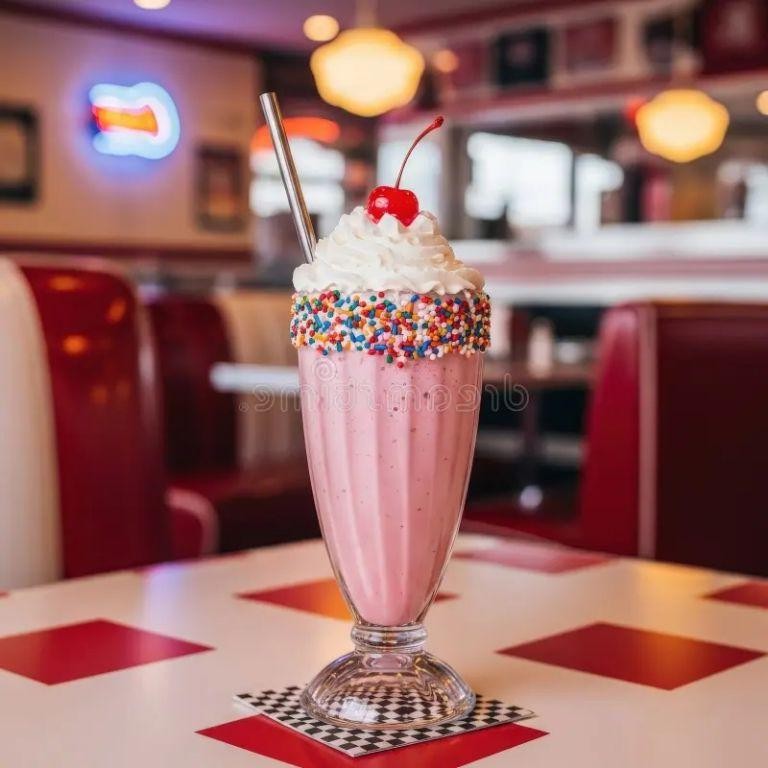 Retro Milkshake with Whipped Cream and Cherry