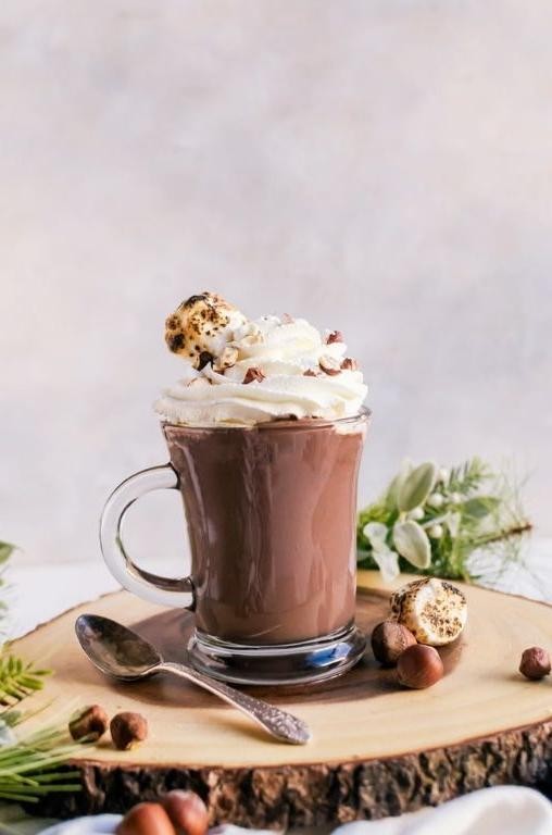 Rich Nutella Hot Chocolate with Whipped Cream