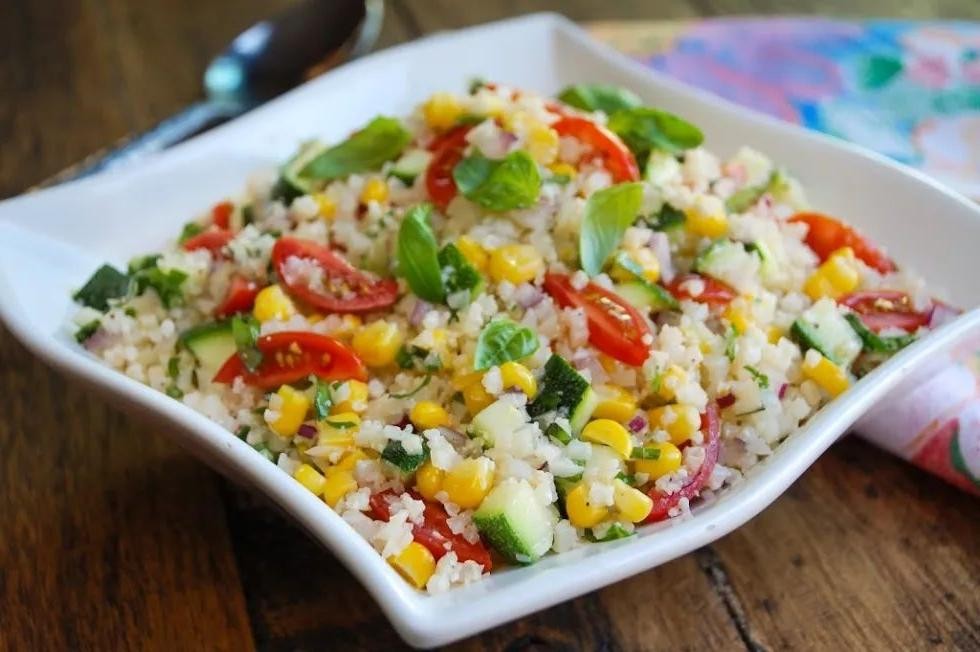 Roasted Corn and Cauliflower Rice Salad