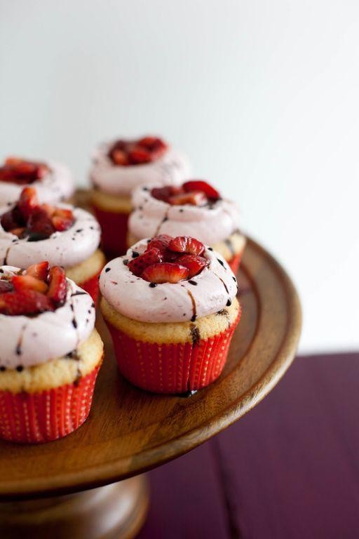 Roasted Strawberry and Balsamic Cupcakes