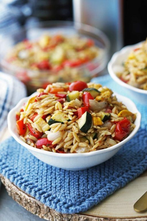 Roasted Vegetable Orzo Salad with Balsamic Dressing