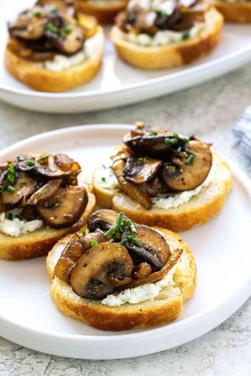 Sautéed Mushroom and Brie Crostini