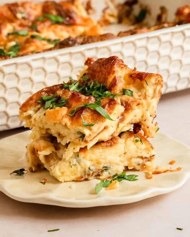 Savory Bread Pudding with Cheese and Herbs
