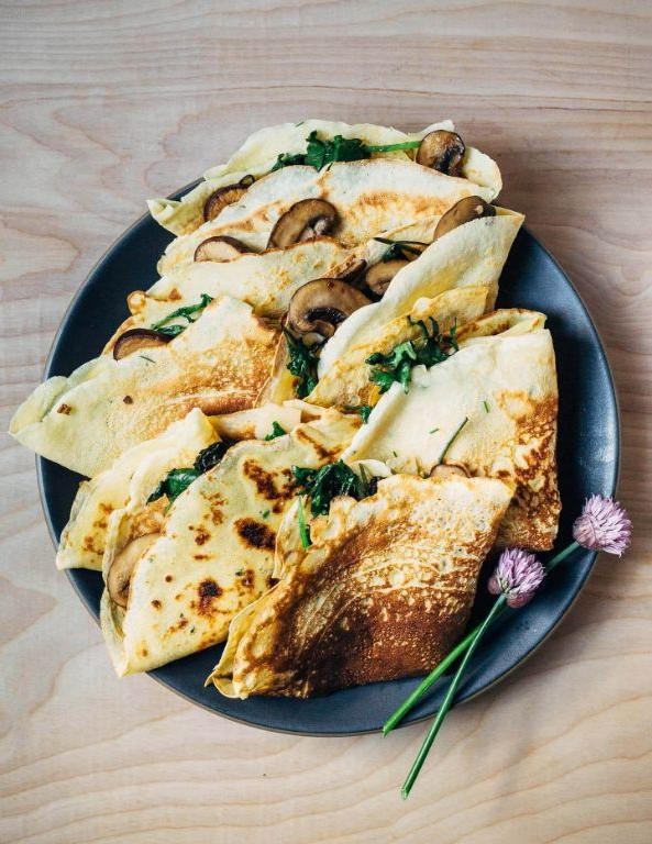 Savory Cottage Cheese Crepes with Mushrooms