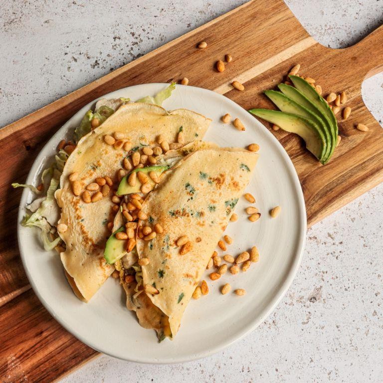 Savory Cottage Cheese and Pesto Crepes
