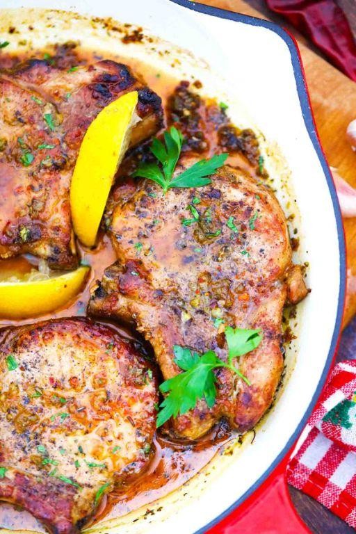 Savory Lemon Garlic Pork Steaks
