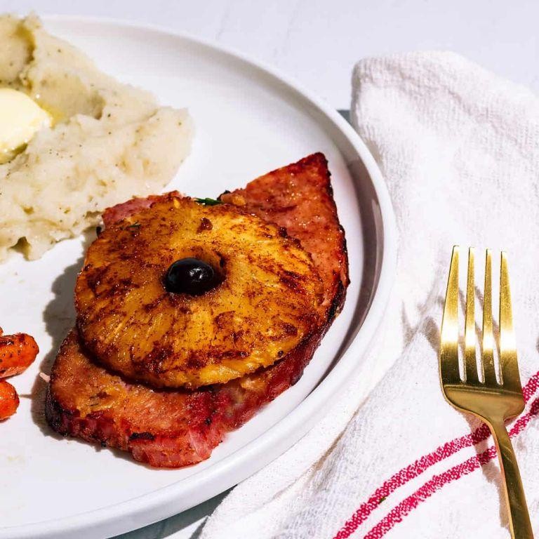Savory Pineapple Rosemary Ham Steak