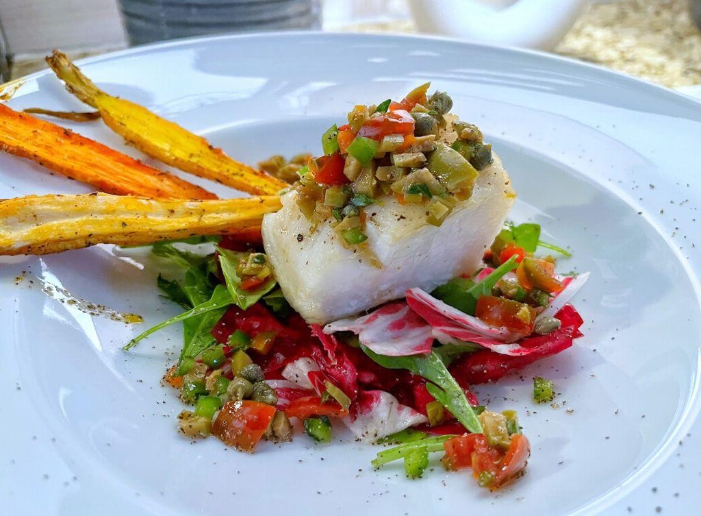 Sea Bass with Olive and Caper Tapenade