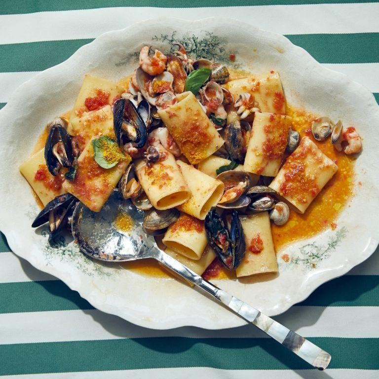 Seafood Paccheri with Shrimp and Mussels