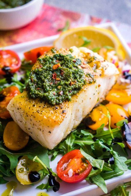 Simple Grilled Sea Bass with Chimichurri