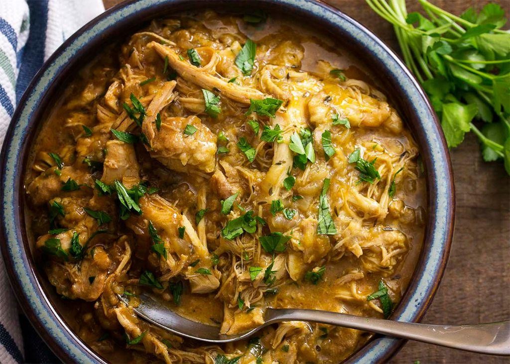 Slow Cooker Chicken and Onion Gravy with Thyme