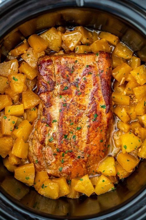 Slow Cooker Pineapple Glazed Pork Roast