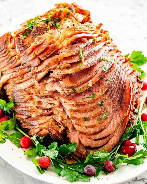 Slow-Cooked Fresh Ham with Honey Mustard Glaze