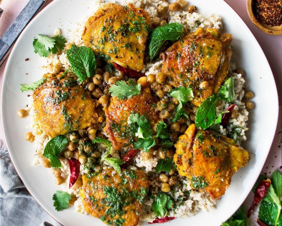 Slow-Cooked Turmeric Chicken with Coconut Rice