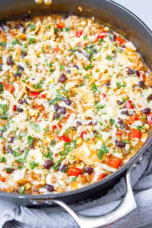 Southwest Ground Turkey Enchilada Skillet