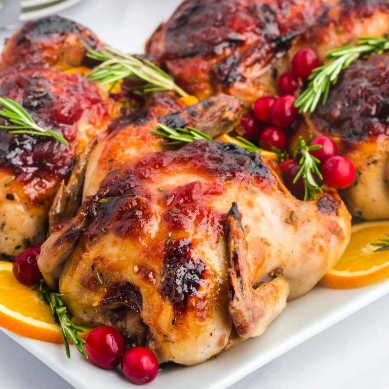 Spiced Orange Roasted Cornish Hen with Balsamic Drizzle