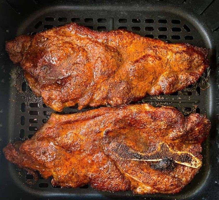 Spicy BBQ Rubbed Air Fryer Pork Steaks
