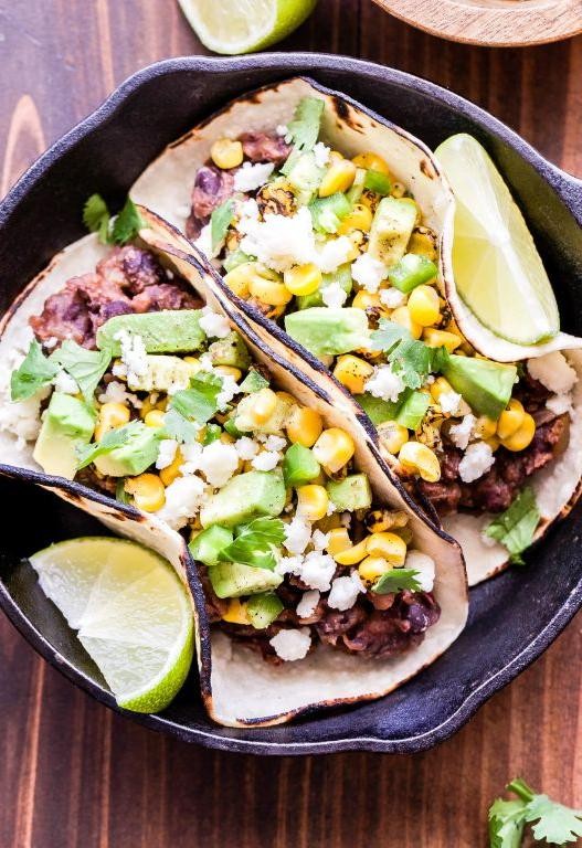 Spicy Black Bean Tacos with Avocado Salsa