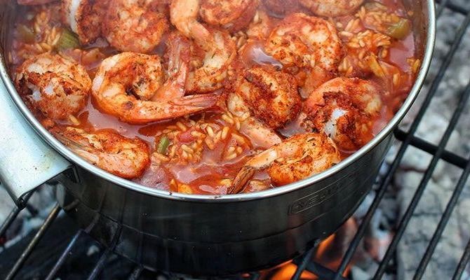 Spicy Campfire Jambalaya with Shrimp
