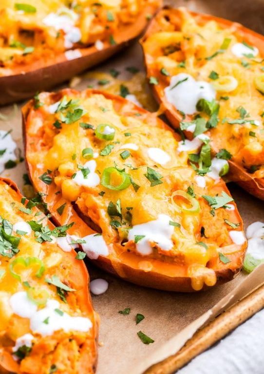 Spicy Chipotle Twice Baked Sweet Potatoes