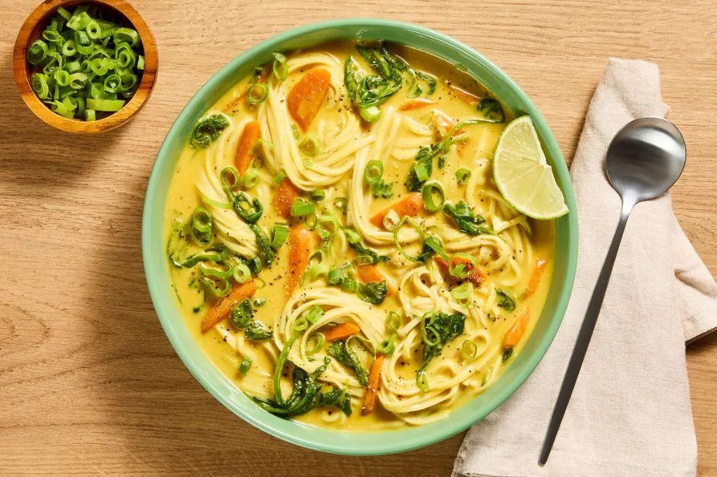 Spicy Coconut and Collard Greens Noodle Soup