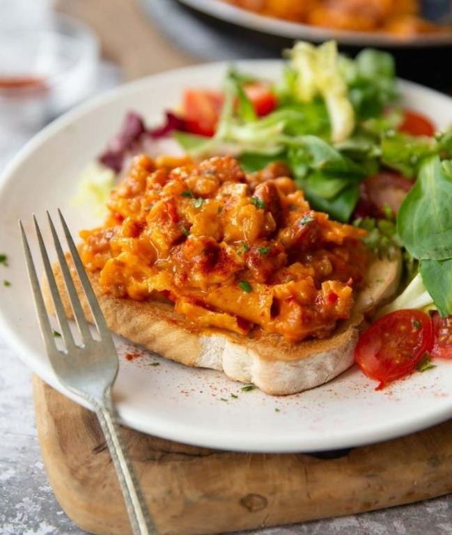 Spicy Egg and Chorizo Toast