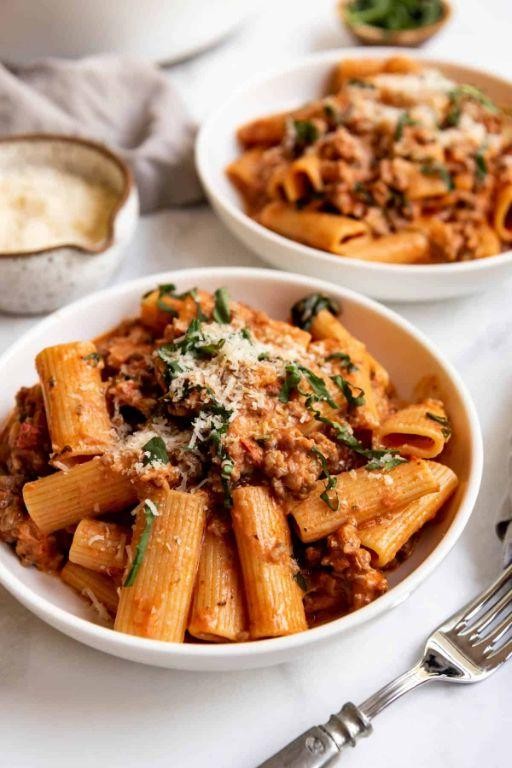 Spicy Marinara and Sausage Rigatoni