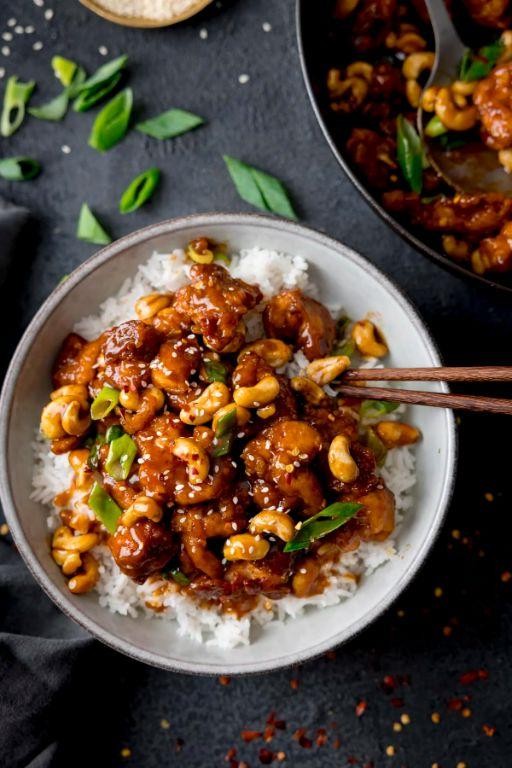 Sticky Orange Chicken with Cashews