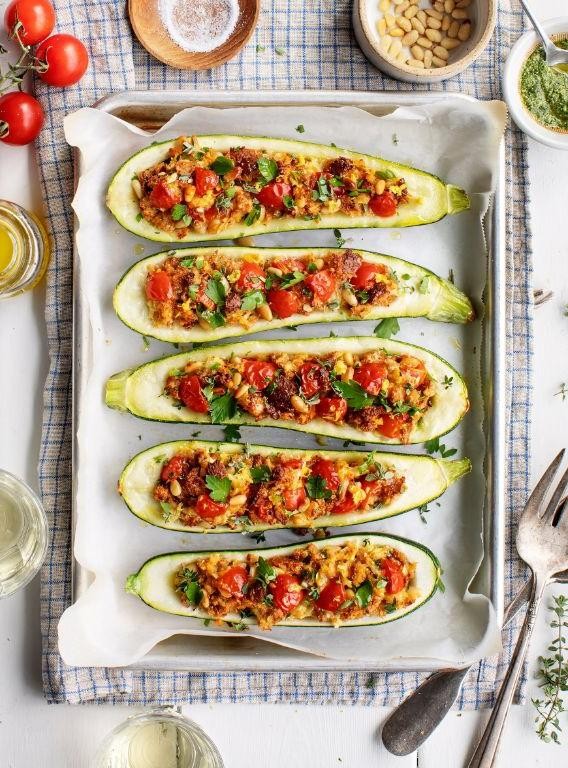 Stuffed Zucchini and Squash Boats