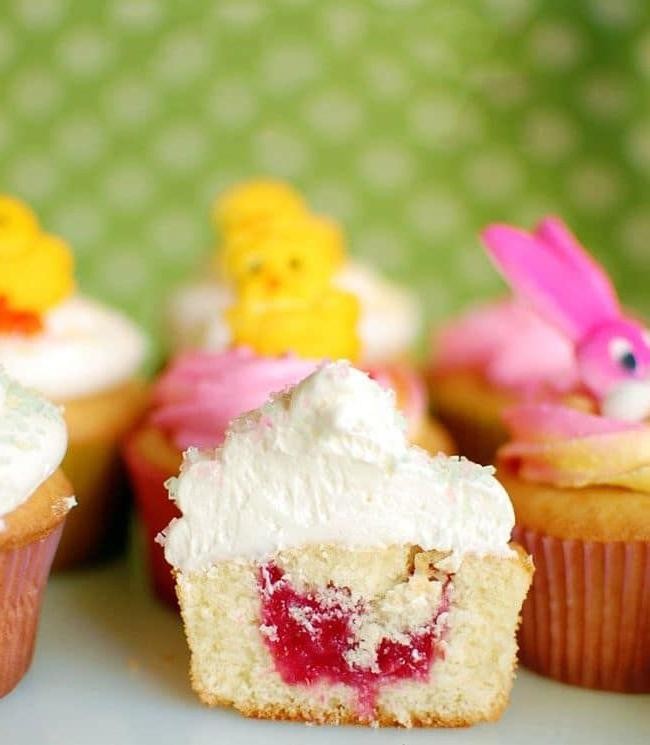 Sweet Corn and Raspberry Compote Cupcakes