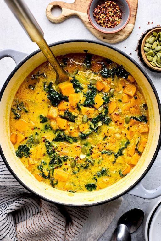 Sweet Potato and Kale Soup with Ginger