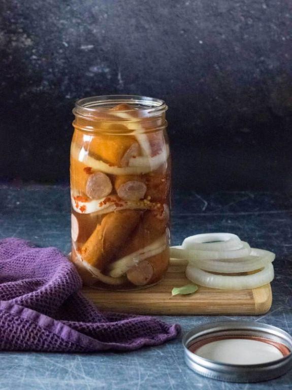 Sweet and Sour Pickled Sausages