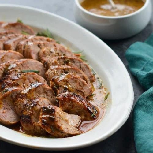 Tangy Mustard-Glazed Crock Pot Pork Tenderloin