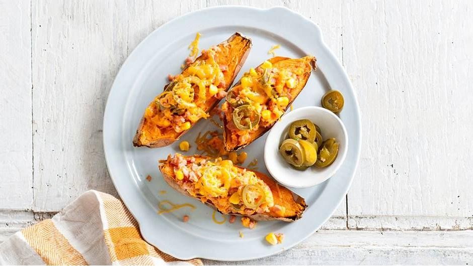 Tex-Mex Style Twice Baked Sweet Potatoes