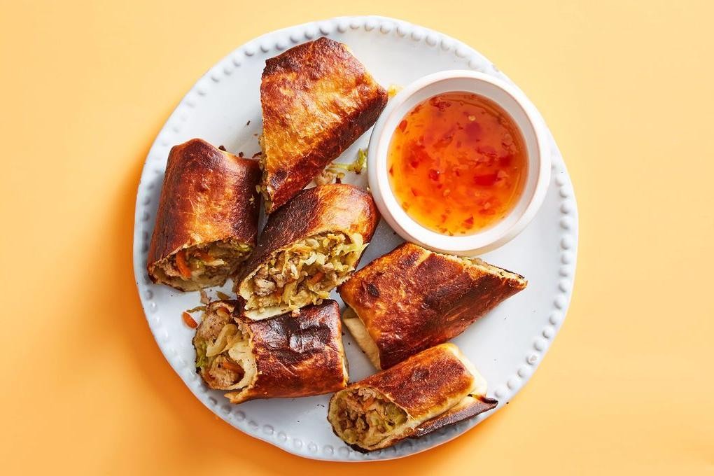 Thai-Style Pork Egg Rolls with Sweet Chili Sauce