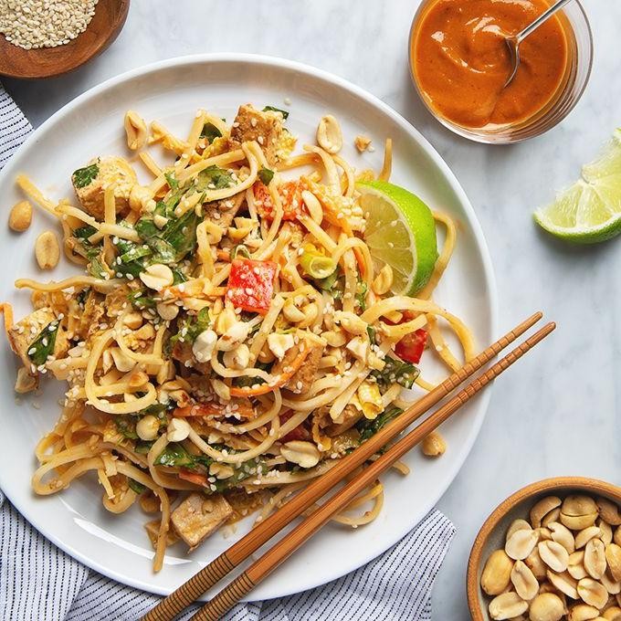 Tofu Pad Thai with Crunchy Peanuts