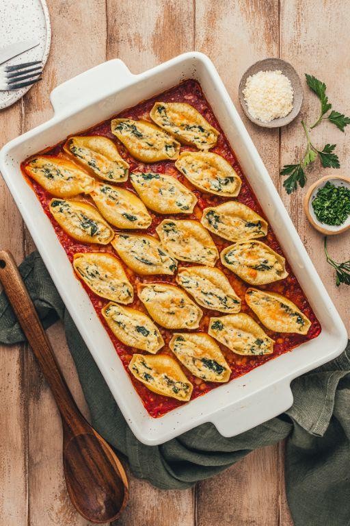 Tofu and Spinach Stuffed Shells